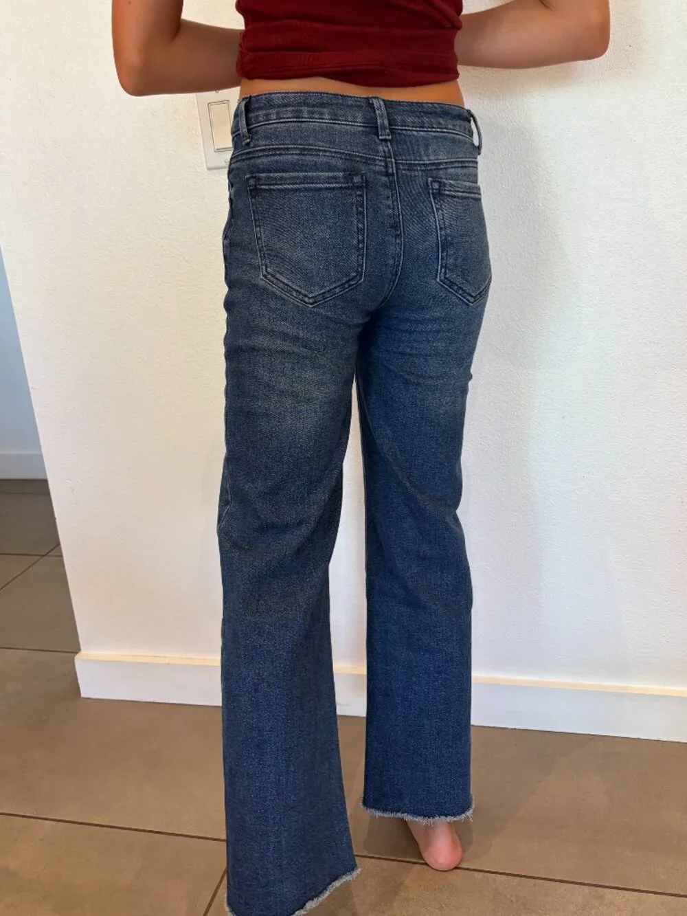Tractr Girls Size 10 Wide Leg Raw Hem Jeans Dark Wash
